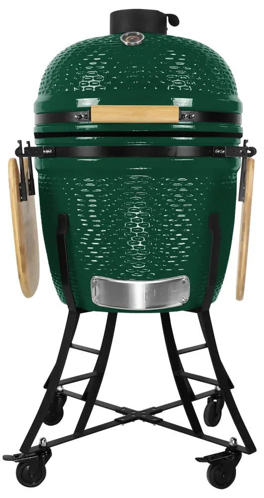 Kerámia faszéngrill oldalpolcokkal, 46 cm ráccsal