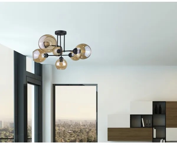 Felületre szerelhető csillár MONDE BLACK 6xE27/60W/230V