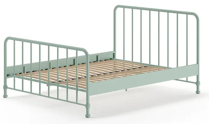 Zöld fém franciaágy ágyráccsal 160x200 cm BRONXX – Vipack
