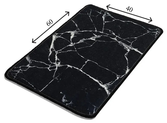 Marble fekete-fehér márványmintás fürdőszobai kilépő, 60 x 40 cm - Foutastic