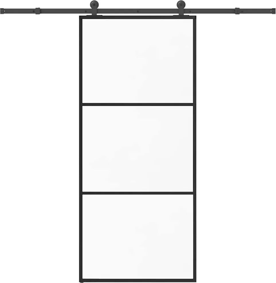 vidaXL ESG üveg és alumínium tolóajtó fémszerelvény-szettel 90x205 cm