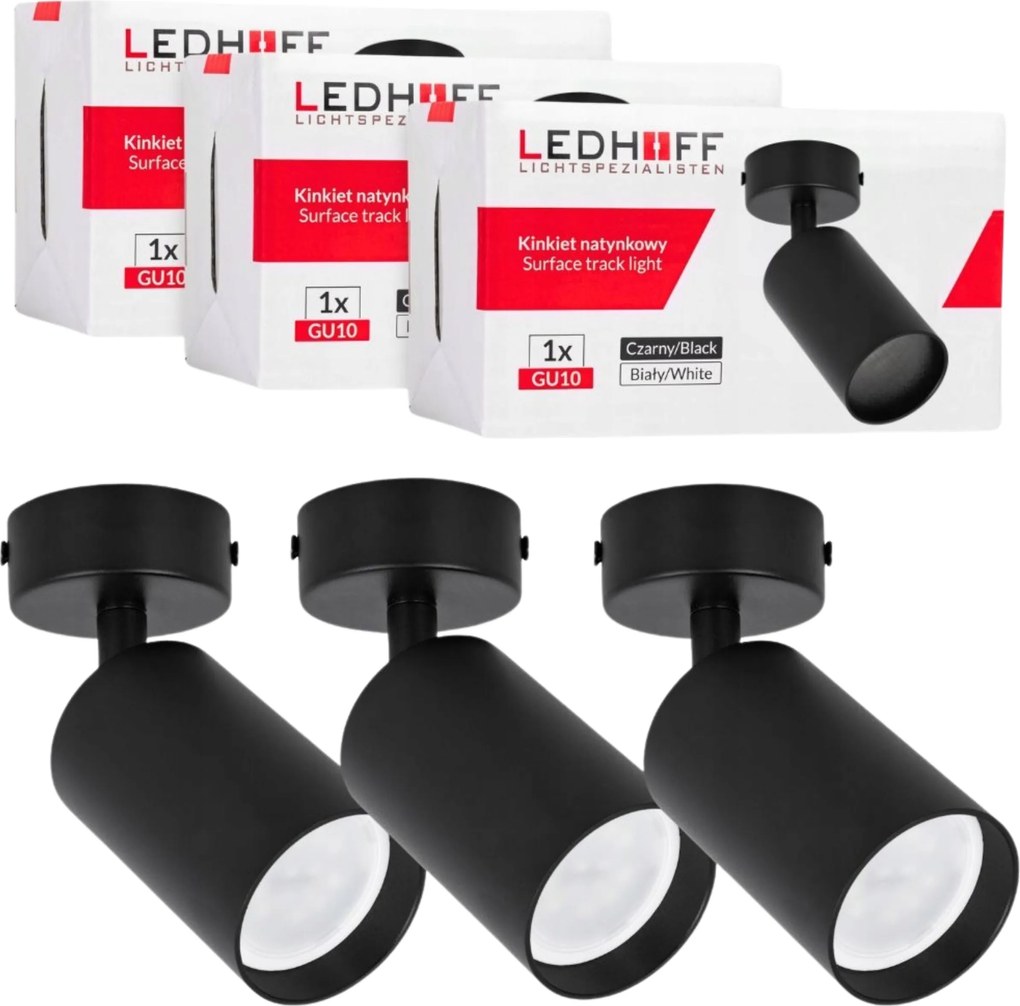 3x Mennyezeti lámpa fali lámpa Spot halogén lámpatest Fali szett fekete cső