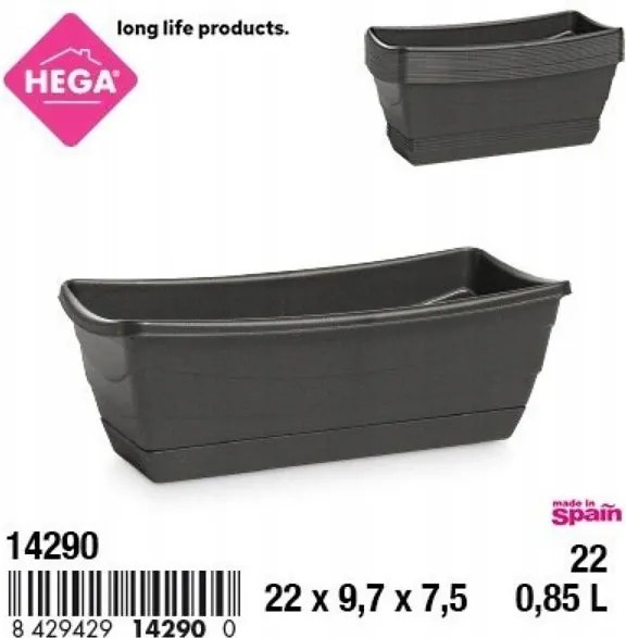 Hosszú téglalap alakú virágtartó 22 cm ideális virágokhoz