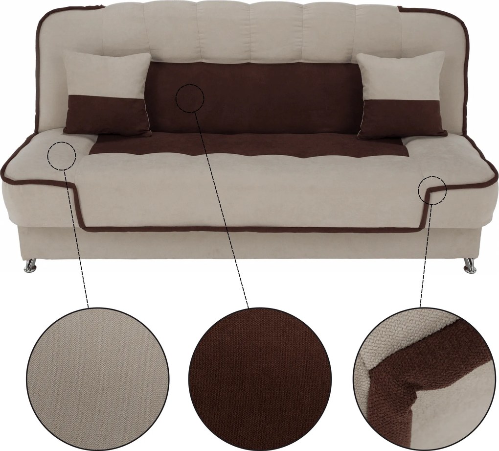 Kinyitható dívány, bézs/barna, PERSI