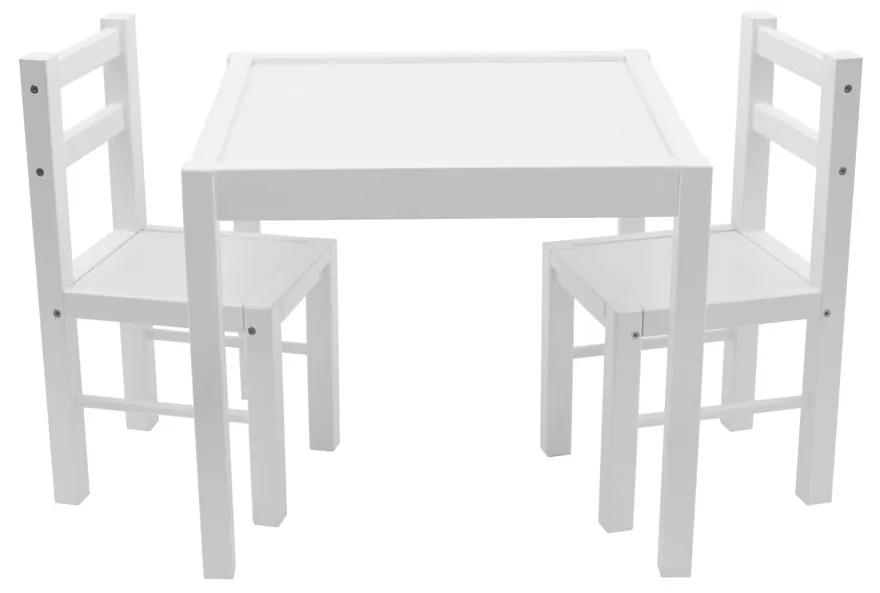 Gyerek fa asztal székekkel New Baby PRIMA fehér