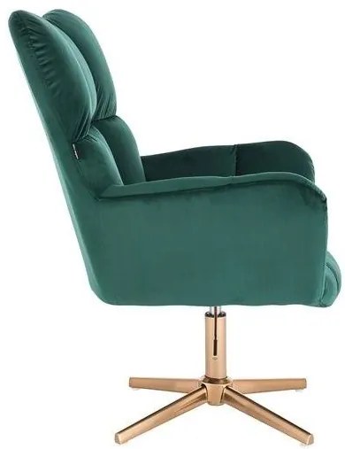 HR650CROSS Sötétzöld modern velúr szék arany lábbal