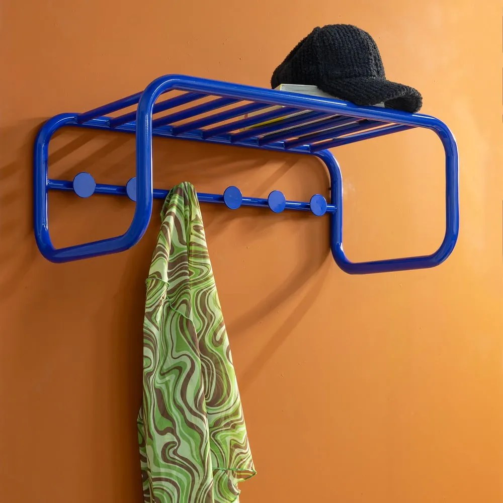 Kék fém fali fogas polccal 72 cm Retro – Spinder Design