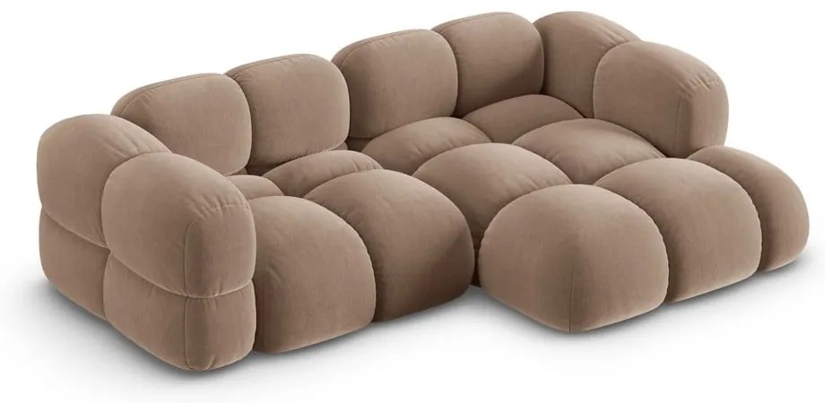 Barna bársony sarokkanapé (jobb oldali-heverő résszel) Loretto – Cosmopolitan Design