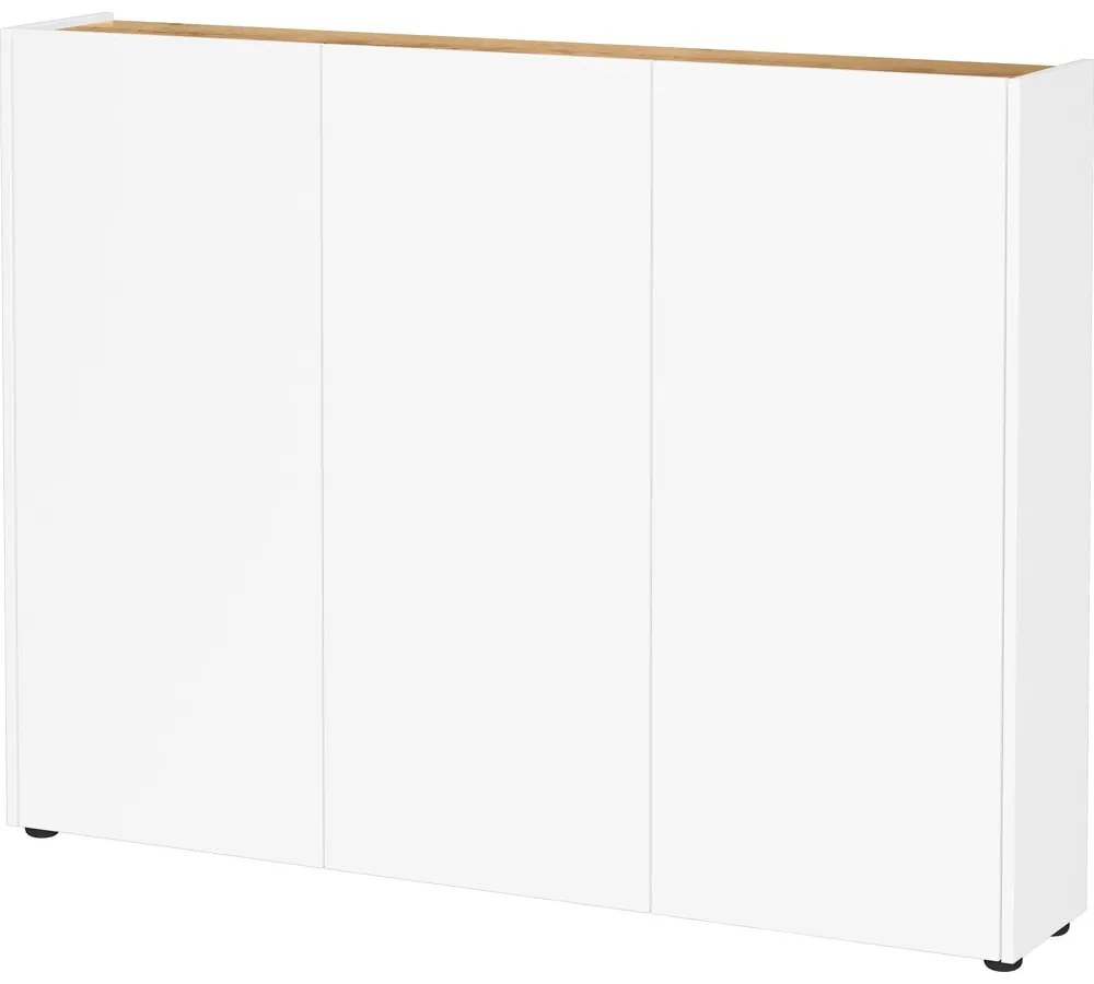 Fehér cipőtartó tölgyfa dekorral 138x105x25 cm Libbiano – Germania
