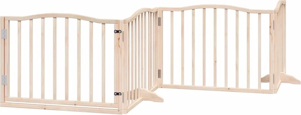 vidaXL nyárfa 4 paneles összecsukható kutyakapu ajtóval 320 cm