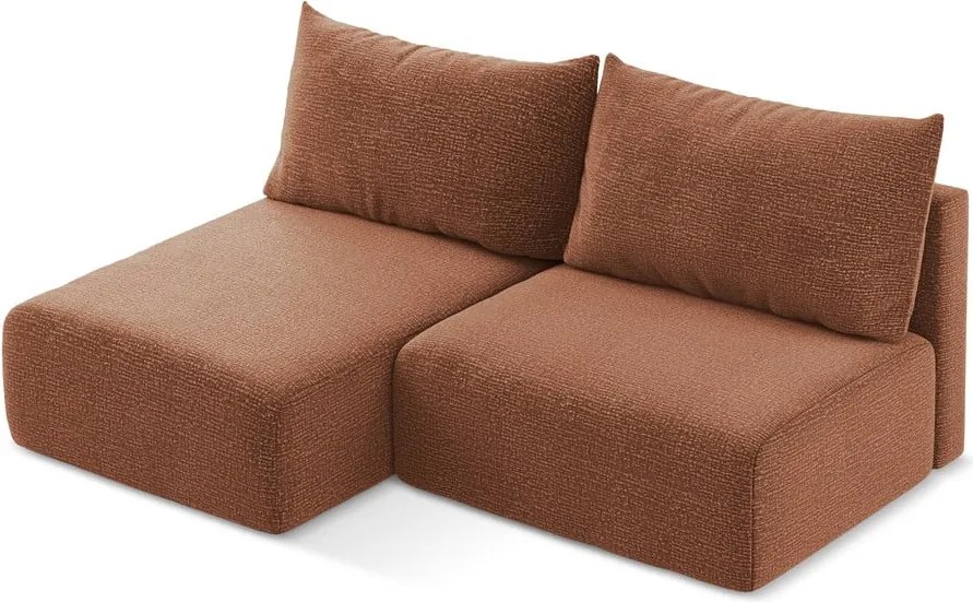 Téglavörös kinyitható-tárolóhelyes sarokkanapé (bal oldali) Kalena – Makamii