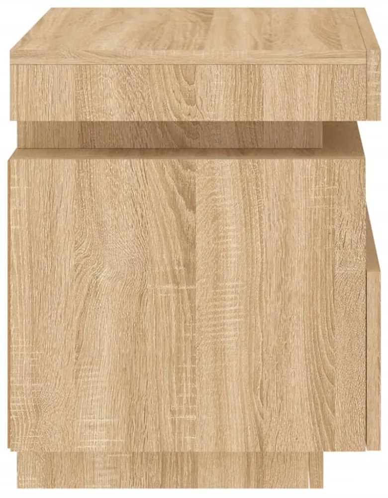 2 db sonoma tölgy éjjeliszekrény LED-fényekkel 40x39x48,5 cm