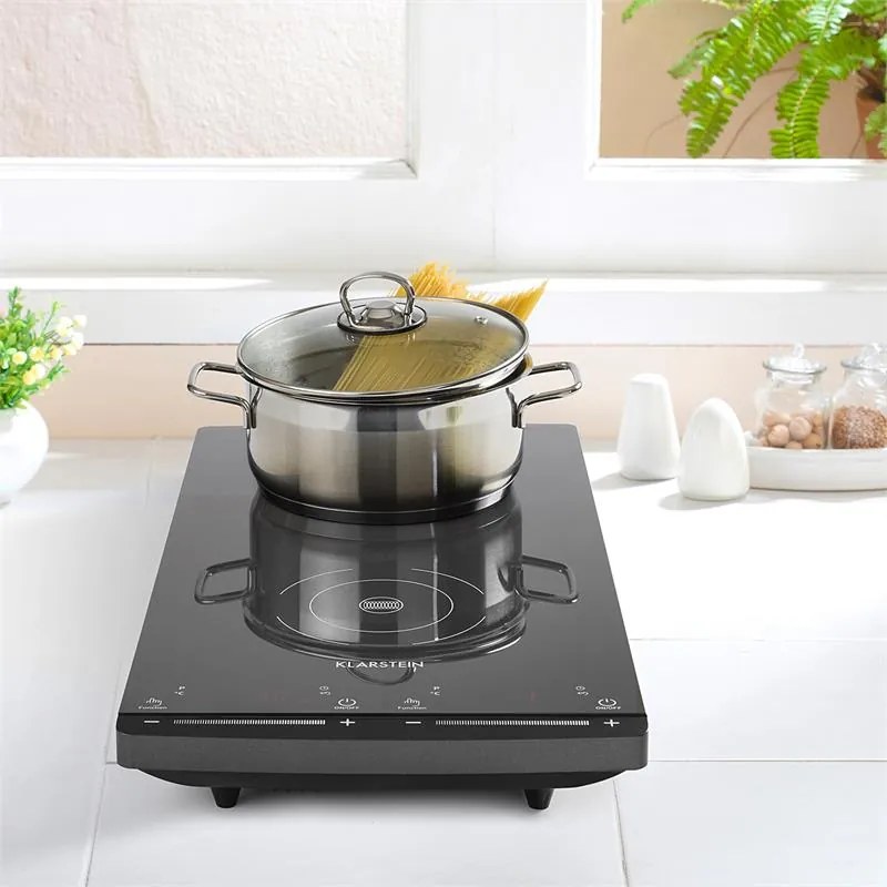 Klarstein Varicook Slim, indukciós főzőlap, 2900 W, 60-240 °C, 2 főzőlap, fekete