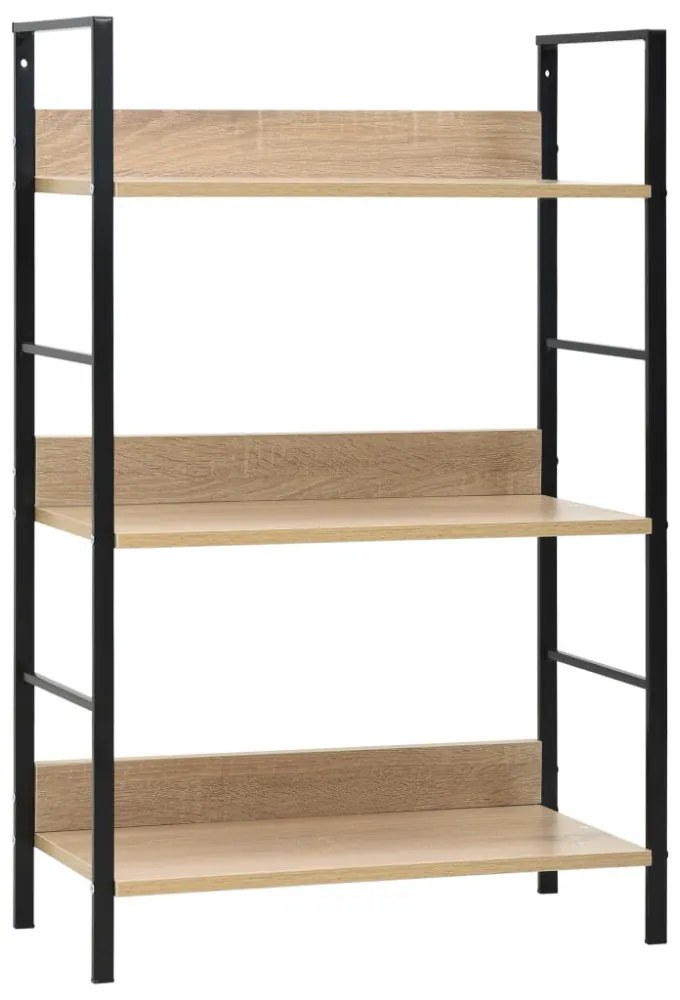 3 szintes tölgyszínű szerelt fa könyvespolc 60 x 27,6 x 90,5 cm