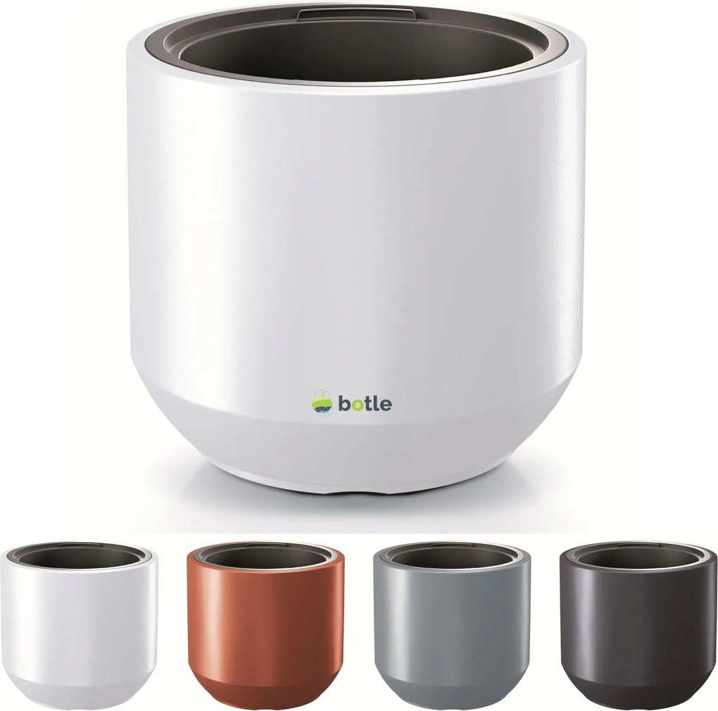 Nagy virágtartó 59 L modern kerek D 47 cm H 42 cm fehér matt betéttel 31L