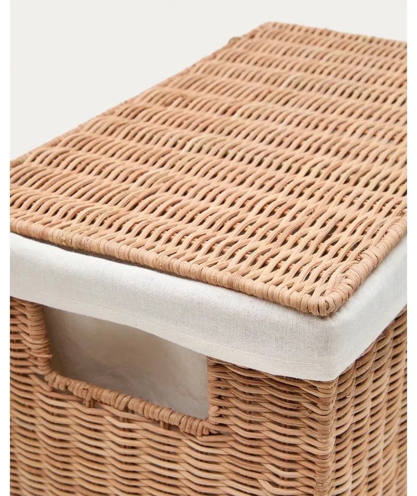 Natúr színű rattan szennyeskosár szett 2 db-os Indali – Kave Home