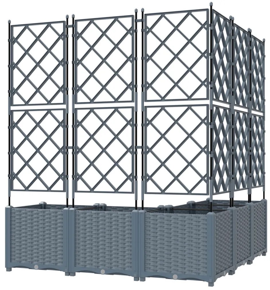 Kert Virágcserép Trellis-szel 5 db Világosszürke 120x120x143 cm