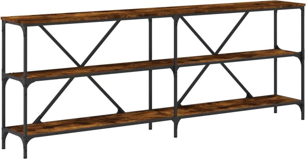 vidaXL sonoma tölgy színű szerelt fa és vas konzolasztal 200x30x75 cm