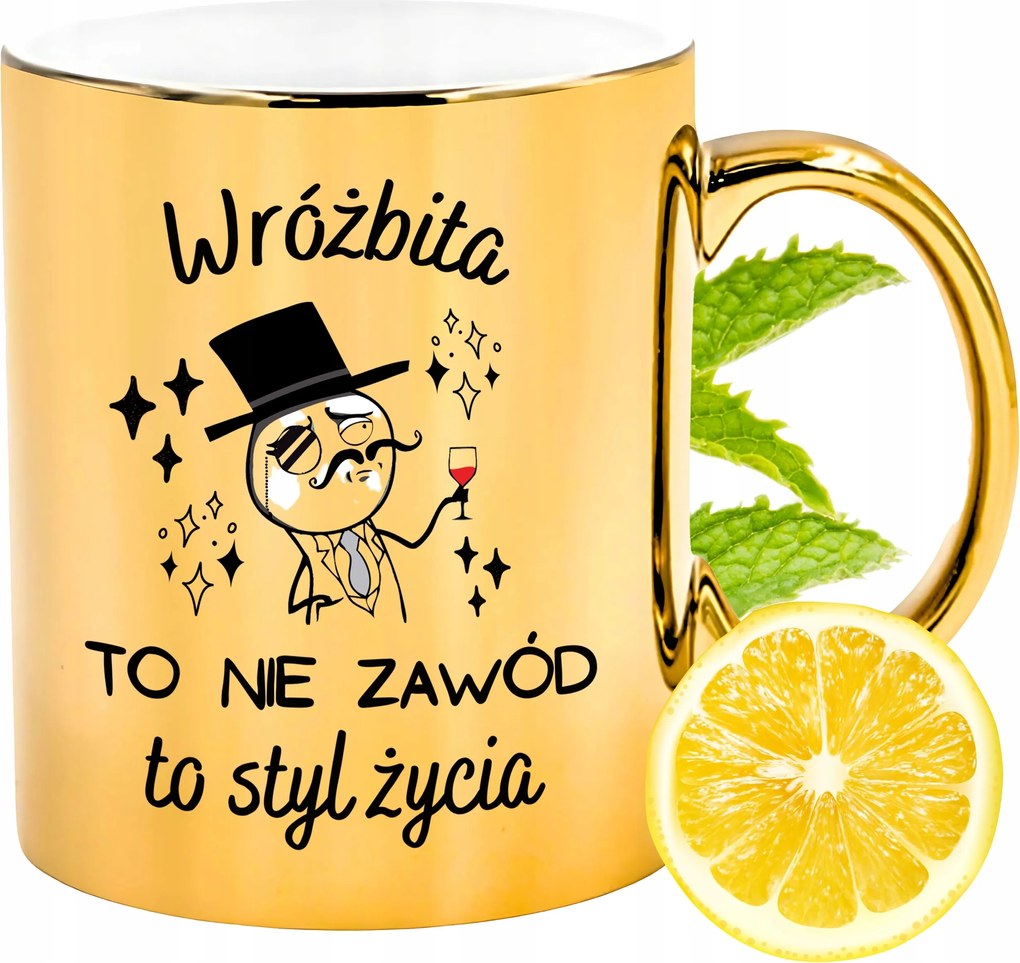 Arany csillogó bögre jósnőnek ajándék fényképes nyomtatással