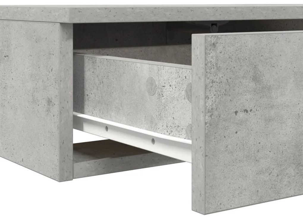 Ágyfiókok Beton Szürkében, 140x36.5x16.5 cm, Mérnöki Fából