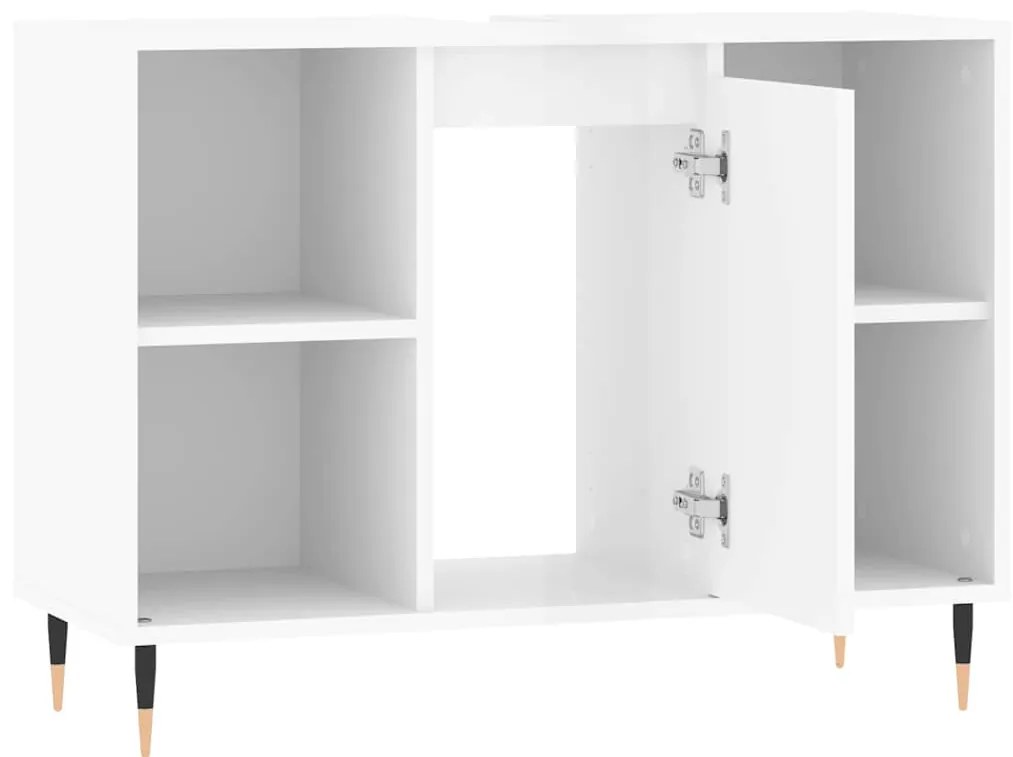 magasfényű fehér szerelt fa fürdőszobaszekrény 80 x 33 x 60 cm