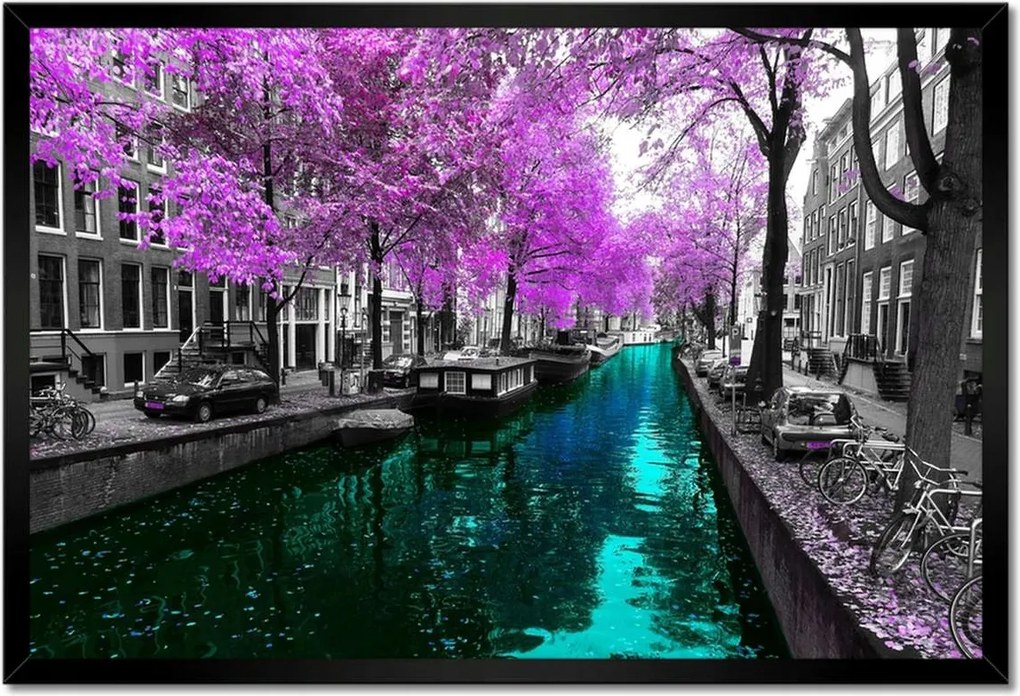 Poszterek keretben 60x40 Folyó Amszterdamban