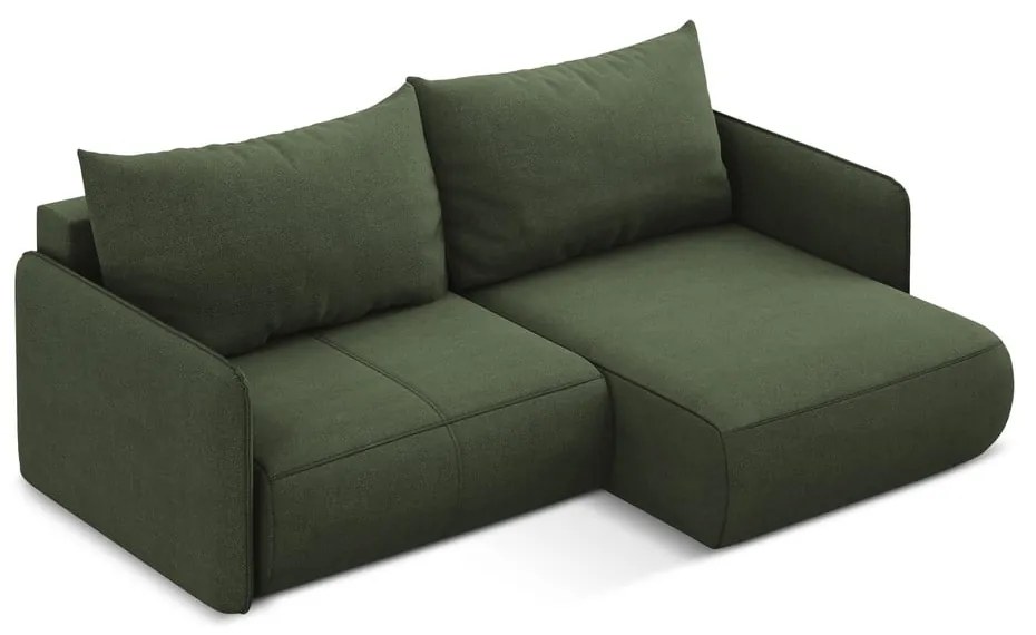 Zöld kinyitható-tárolóhelyes sarokkanapé (jobb oldali) Nanea – Makamii