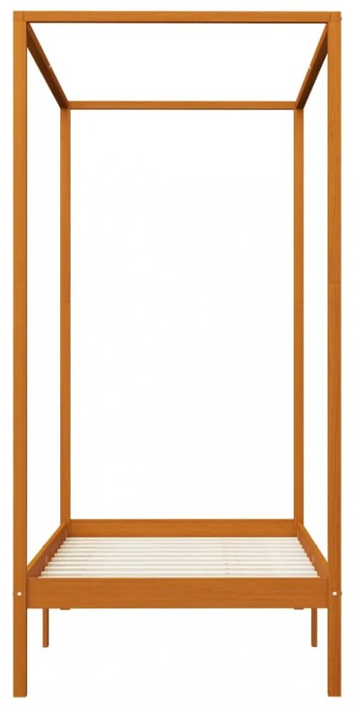 mézbarna tömör fenyőfa baldachinos ágykeret 100 x 200 cm