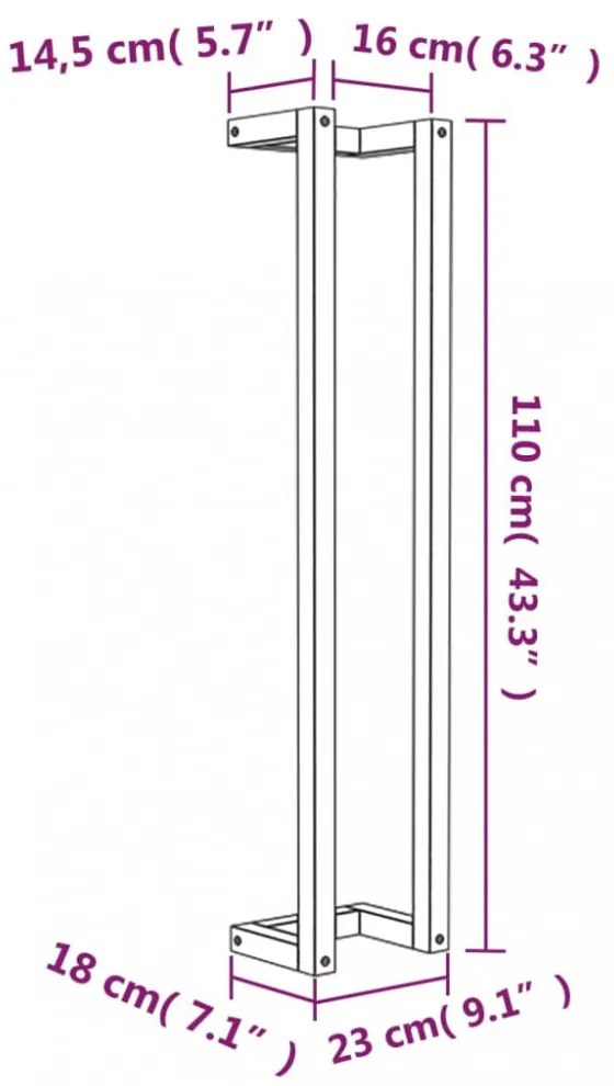 fehér tömör fenyőfa törülközőtartó 23 x 18 x 110 cm