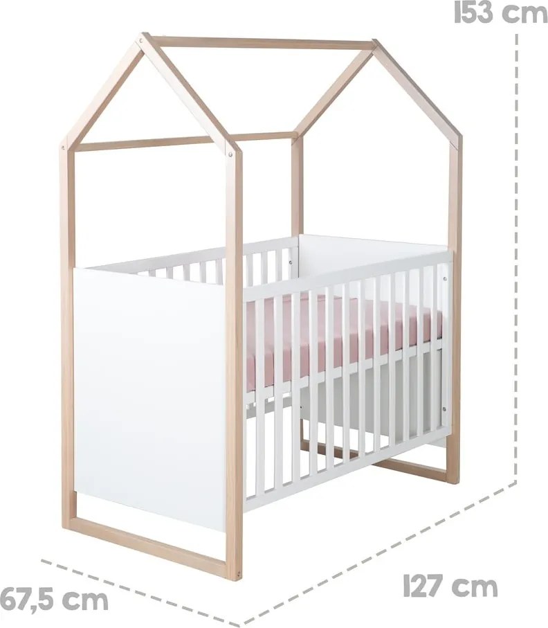 Fehér babaágy 60x120 cm Cabane – Roba