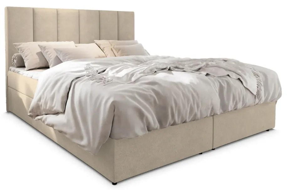 Kárpitozott boxspring ágy MERALIS 160x200 cm bézs Matrac: Bonell rugós matrac