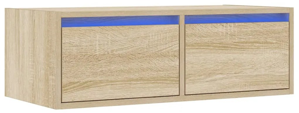TV szekrény LED világítással sonoma tölgyfa 75x35,5x25 cm