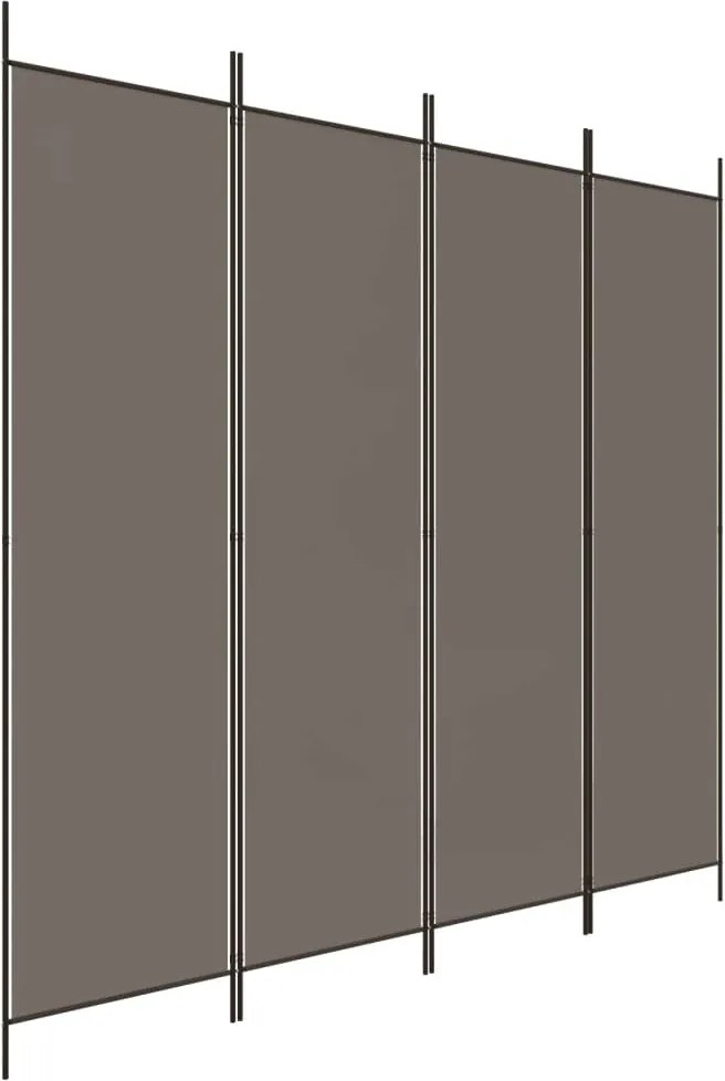 vidaXL 4 paneles antracitszürke szövet térelválasztó 200x200 cm