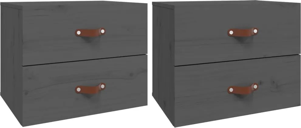 vidaXL 2 db szürke falra szerelhető éjjeliszekrény 50 x 36 x 40 cm