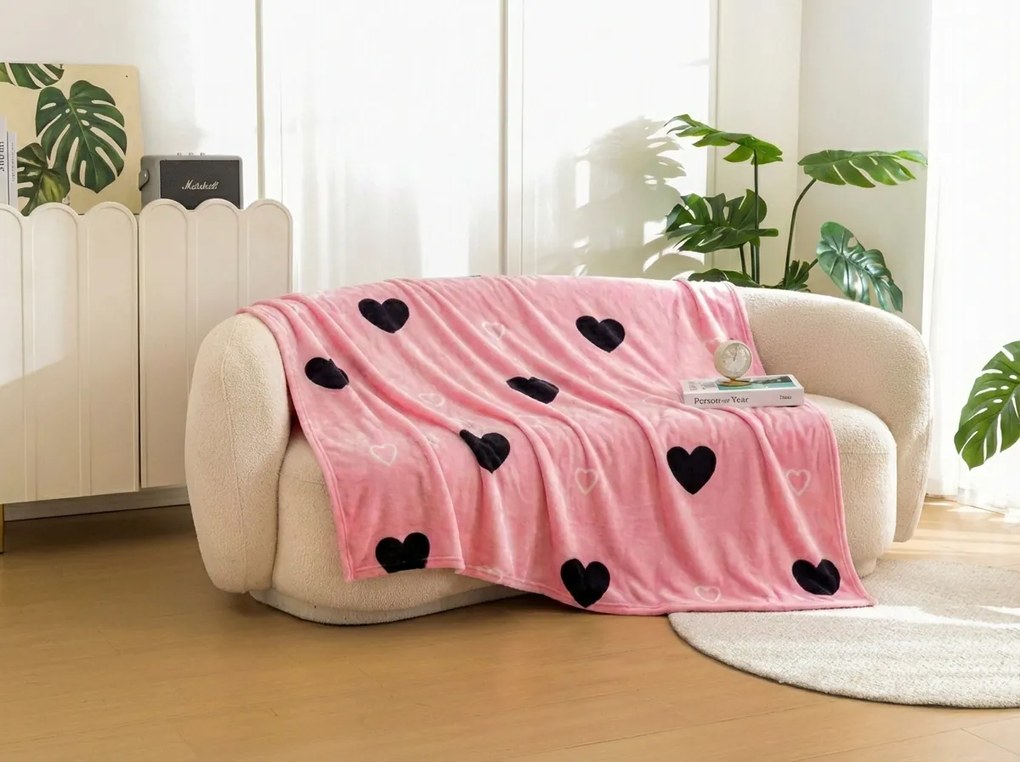 Mikroplüss pléd CORAZON, rózsaszín Méret: 200 x 220 cm