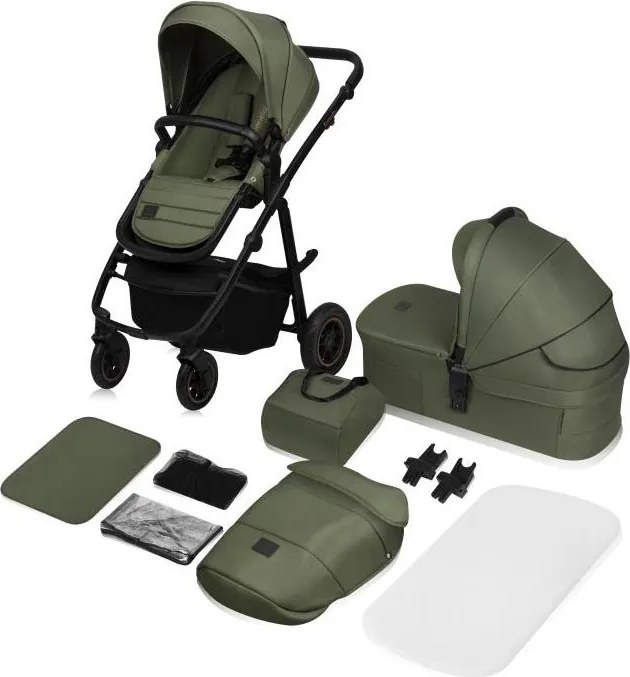 Lionelo - 2 az 1-ben kombinált babakocsi AMBER PLUS Zöld erdő