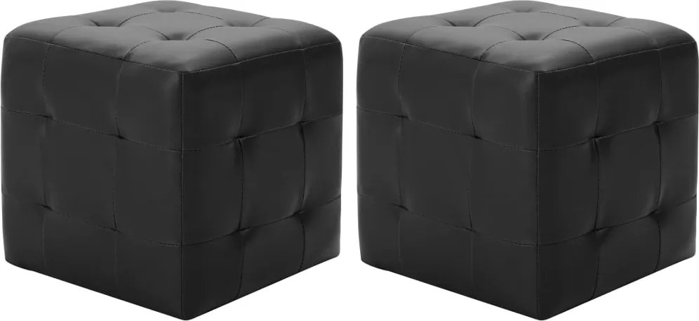 vidaXL 2 db fekete műbőr puff 30 x 30 x 30 cm