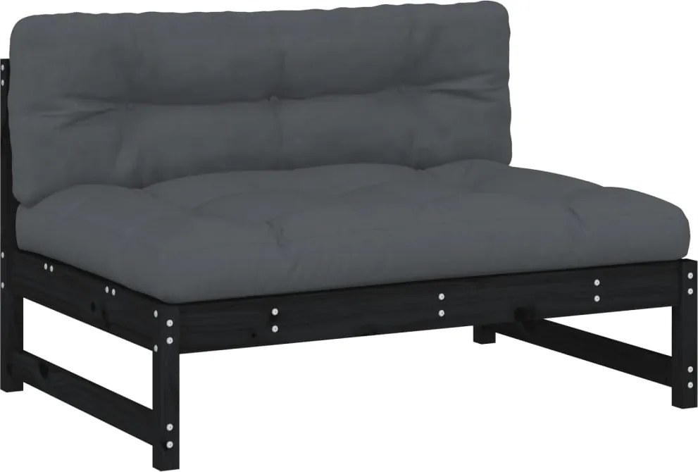 vidaXL fekete tömör fenyőfa középső kanapé 120 x 80 cm