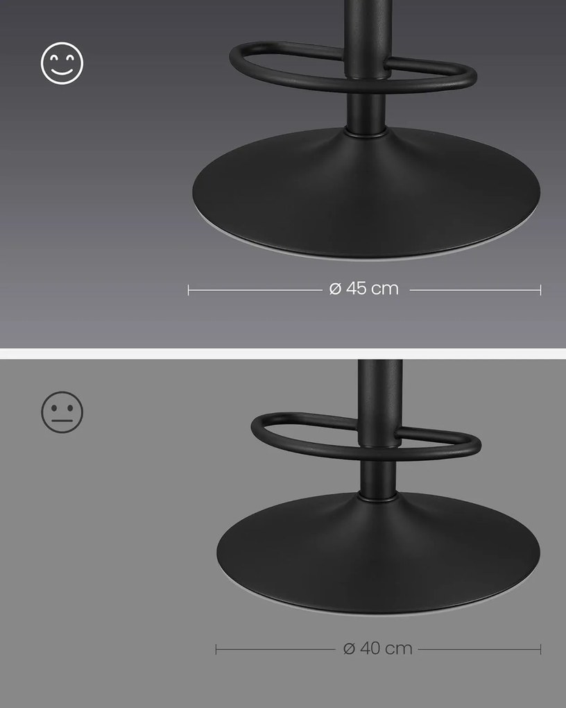 2 db bárszék szett, állítható magasságú , 44 x 48 x (90–112) cm, fekete színű