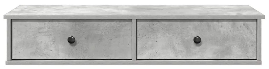 betonszürke szerelt fa falipolc fiókokkal 100 x 37,5 x 19 cm