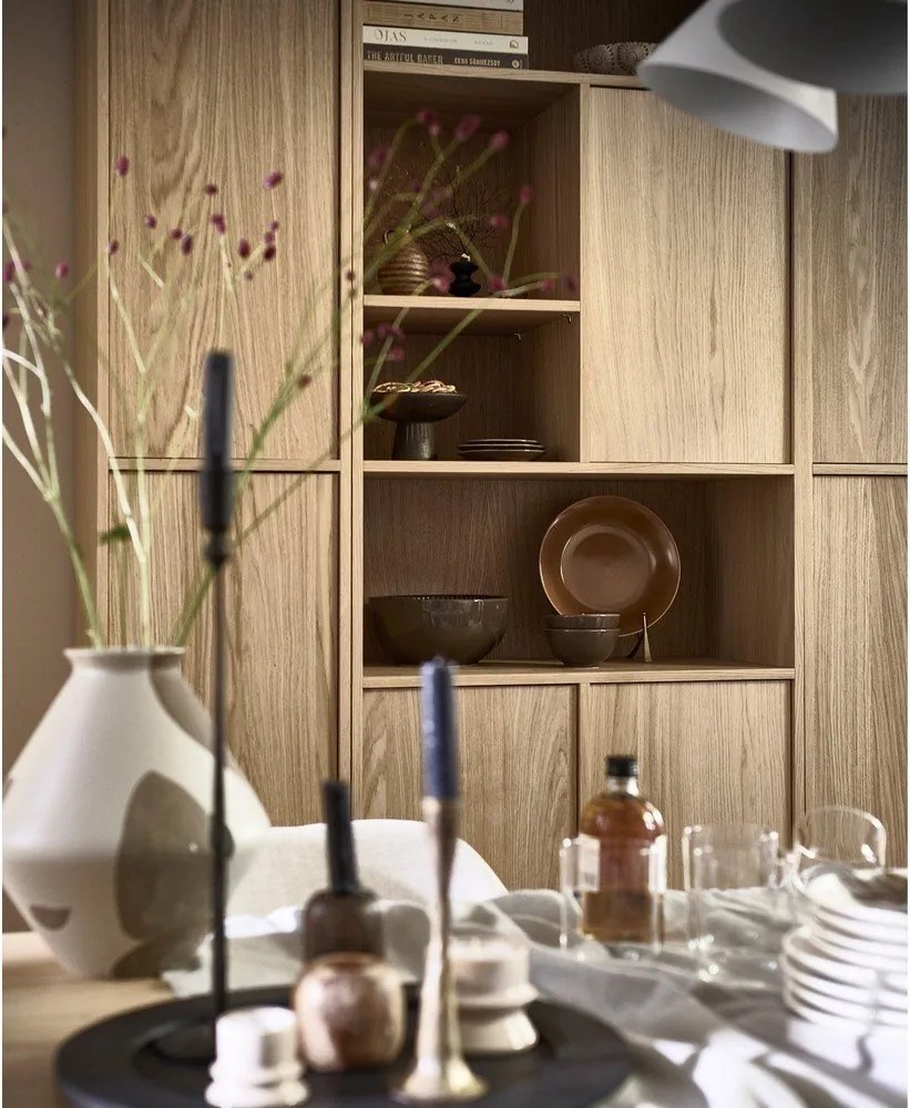 Natúr színű moduláris könyvespolc tölgyfa dekorral 77x199 cm Modulair – vtwonen