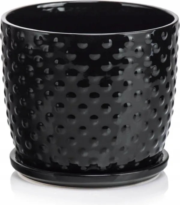 Kerámia Virágtartó Állvánnyal 13 x 12 cm Fekete