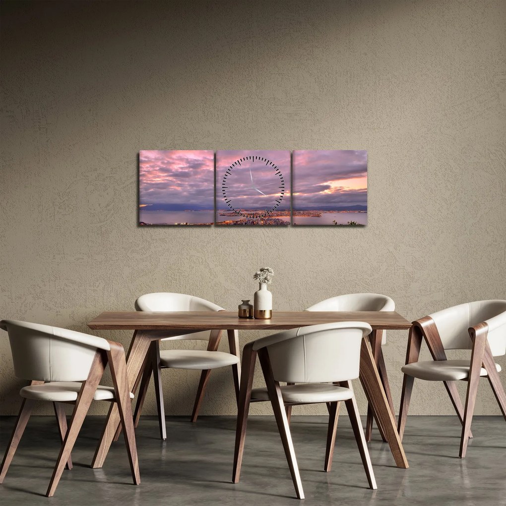 Kép - Alkonyat a város felett (órával) (90x30 cm)