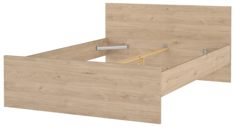Natúr színű franciaágy ágyrács nélkül 140x200 cm tölgyfa dekorral Naia – Tvilum
