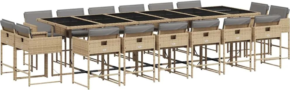 vidaXL 17részes vegyes bézs polyrattan kerti étkezőgarnitúra párnákkal