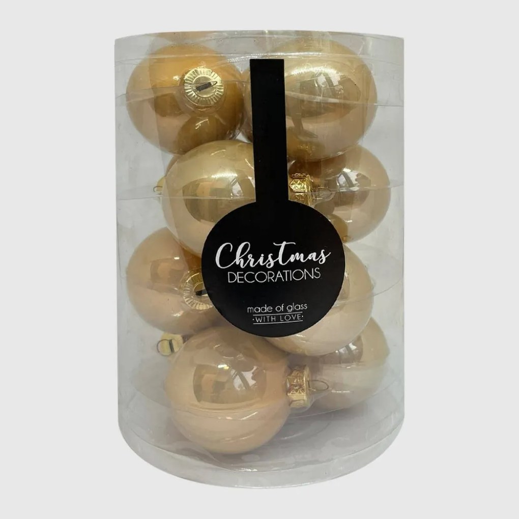 Champagne pezsgőszínű üveg karácsonyi gömb szett 12*6cm