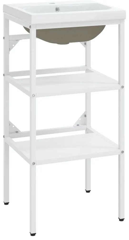 fehér vas fürdőszobai mosdókagylóváz beépített mosdóval