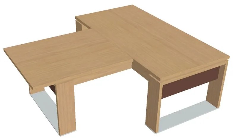Verno+ S asztal 200 x 220 cm, kiegészítő íróasztallal, világos tölgy / barna