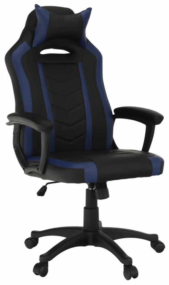 Irodai/gamer fotel, fekete/kék, AGENA