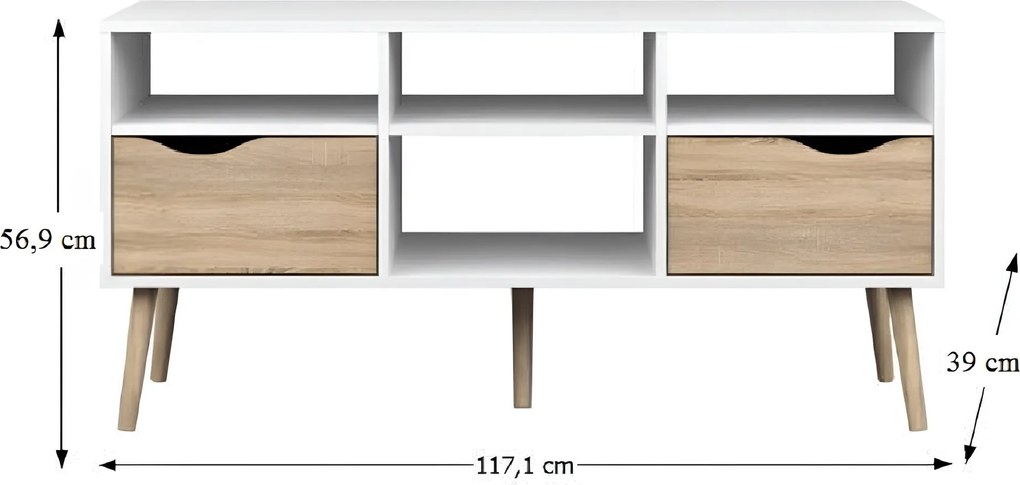 TV asztal/szekrény, tölgy sonoma / fehér, OSLO 75391